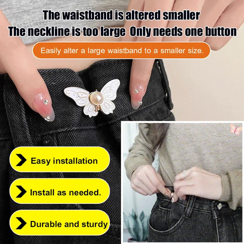🌸🦋 KJØP 1 FÅ 1 GRATIS 🎁💜 Avtakbar sommerfuglspenne i midjen – Ingen verktøy, justerbar passform for jeans, skjørt og kjoler, skaper timeglassform ✨👗💃