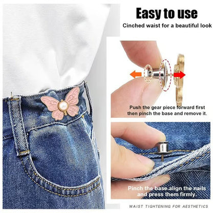 🌸🦋 KJØP 1 FÅ 1 GRATIS 🎁💜 Avtakbar sommerfuglspenne i midjen – Ingen verktøy, justerbar passform for jeans, skjørt og kjoler, skaper timeglassform ✨👗💃
