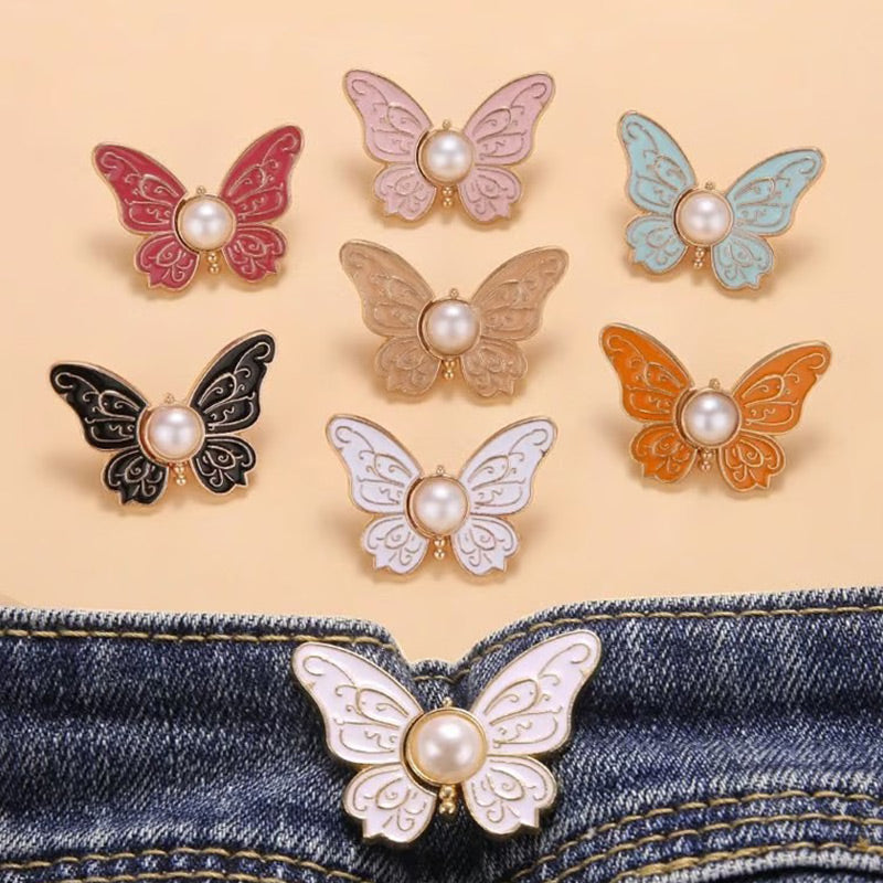 🌸🦋 KJØP 1 FÅ 1 GRATIS 🎁💜 Avtakbar sommerfuglspenne i midjen – Ingen verktøy, justerbar passform for jeans, skjørt og kjoler, skaper timeglassform ✨👗💃