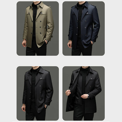 Herre Trenchcoat i Mellomlang Lengde med Avtakbar Innerfôr【Gratis levering】