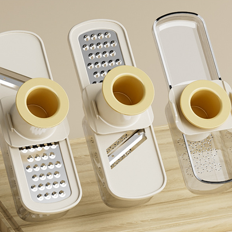 🔪 KJØP 2 FÅ 1 GRATIS! 🥔 3-i-1 mandolinhøvel med beholder – Skarpe rustfrie blader for perfekte kutt, kompakt og tåler oppvaskmaskin 🥒📦