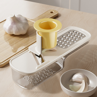 🔪 KJØP 2 FÅ 1 GRATIS! 🥔 3-i-1 mandolinhøvel med beholder – Skarpe rustfrie blader for perfekte kutt, kompakt og tåler oppvaskmaskin 🥒📦