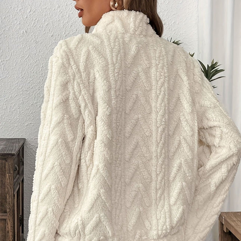 Lodret genser med halv glidelås 🍂 | Myk i skyene + romslige lommer – Komfortabel hverdag/lounge