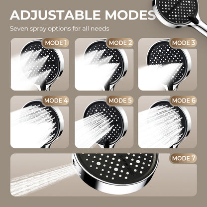 🎄Juletilbud ALLTID 48 % RABATT!🔥 Høytrykksregndusj med justerbar stråle – 15 cm stort panel og 7 moduser for den ultimate dusjopplevelsen!