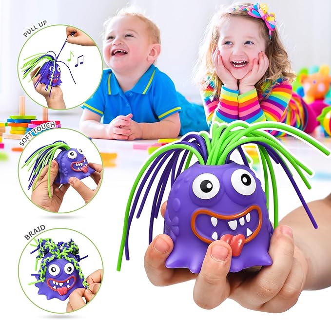 👾Hårtrekkende monster stresslindrende leketøy - Elastisk sensorisk fidgetverktøy for angst og fokus, trygt for barn/voksne 🎯✨