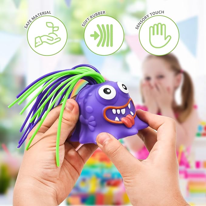 👾Hårtrekkende monster stresslindrende leketøy - Elastisk sensorisk fidgetverktøy for angst og fokus, trygt for barn/voksne 🎯✨