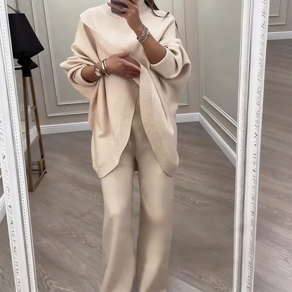 2-delt sett med oversized genser og bukser for damer