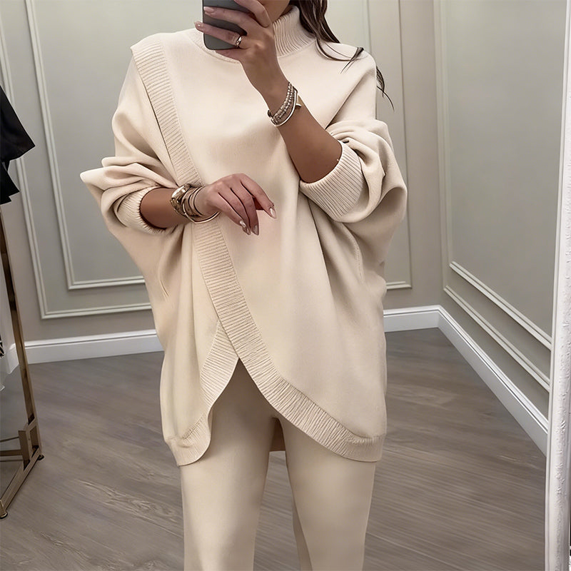 2-delt sett med oversized genser og bukser for damer