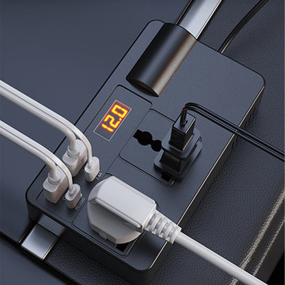 ⚡🔋Bærbar bilomformer 12V/24V til 220V med digitalt display