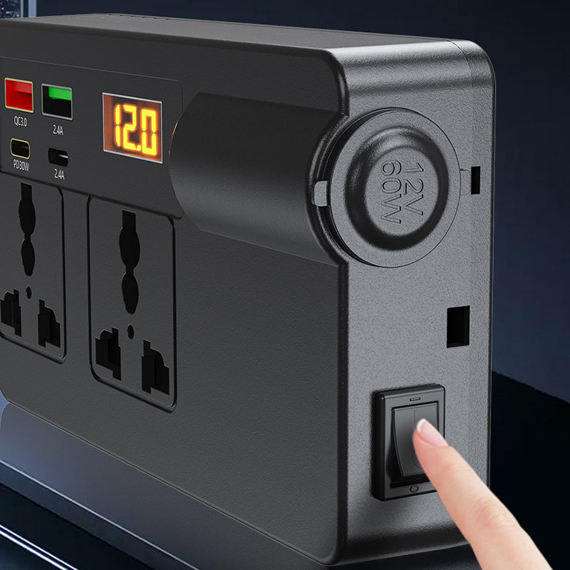 ⚡🔋Bærbar bilomformer 12V/24V til 220V med digitalt display