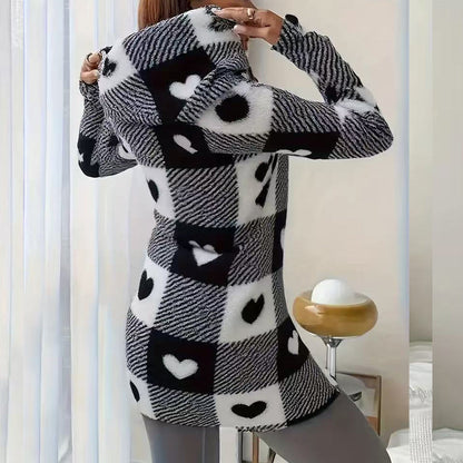 Black Friday-salg Damejakke med hette og rutemønster