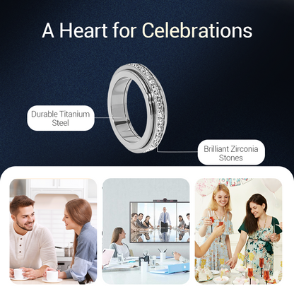 Spinner-ring i titanstål med zirkonia-- Den perfekte julegaven🎁