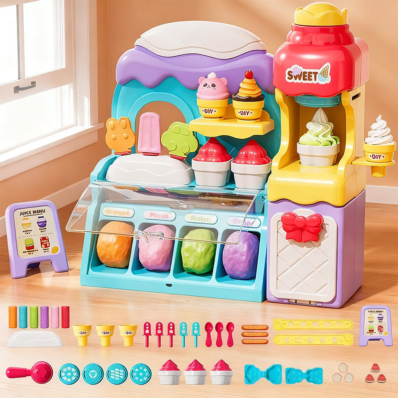 🎄Julekampanje 50 % rabatt🍦✨【DIY iskrem-lekesett for barn】✨ - Kreativt lekesett for barns rollespill og sensoriske ferdigheter, en ideell gave!🎁