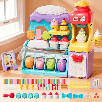 🎄Julekampanje 50 % rabatt🍦✨【DIY iskrem-lekesett for barn】✨ - Kreativt lekesett for barns rollespill og sensoriske ferdigheter, en ideell gave!🎁