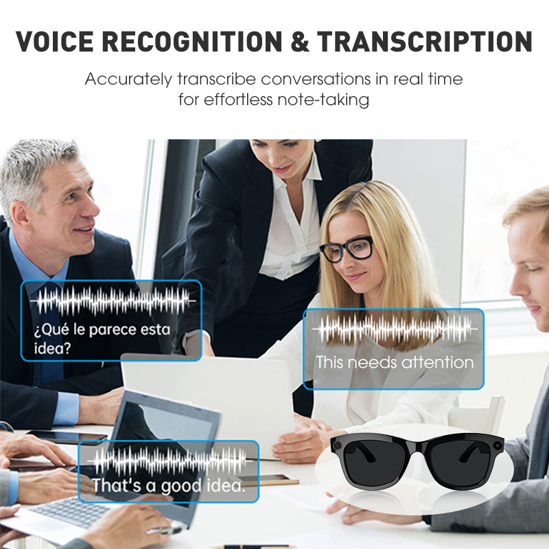 Gafas inteligentes con IA y ChatGPT, cámara de 8 MP y grabación de vídeo HD 1200P 4K, traducción en tiempo real en más de 160 idiomas, Bluetooth 5.4, audio HiFi y control de música, gafas de sol inteligentes con grabación de vídeo para llevar.