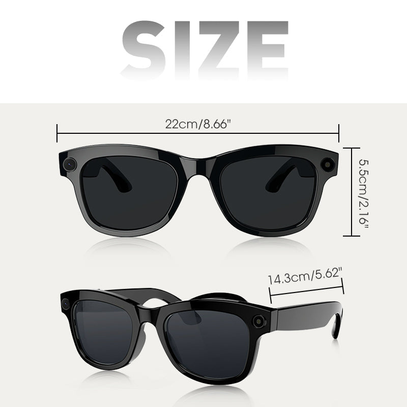 Gafas inteligentes con IA y ChatGPT, cámara de 8 MP y grabación de vídeo HD 1200P 4K, traducción en tiempo real en más de 160 idiomas, Bluetooth 5.4, audio HiFi y control de música, gafas de sol inteligentes con grabación de vídeo para llevar.