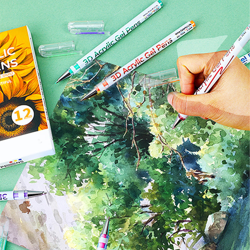 Flerfarget gelpennsett for tegning og fargelegging