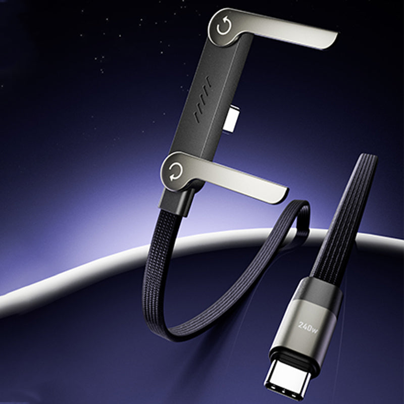 ⚡2-i-1 usynlig holderladerkabel – 240 W hurtigladekabel med innebygd telefonstativ