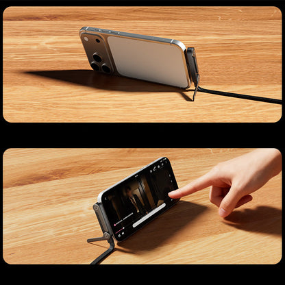 ⚡2-i-1 usynlig holderladerkabel – 240 W hurtigladekabel med innebygd telefonstativ