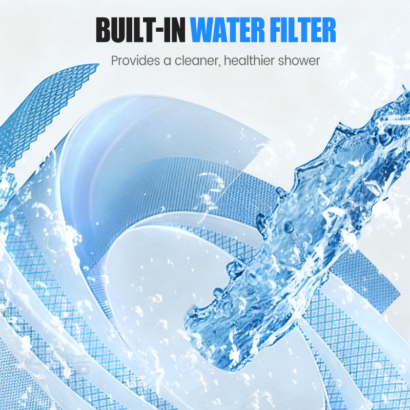 Høytrykksdusjhode med 5 moduser og filtrering, slange og base