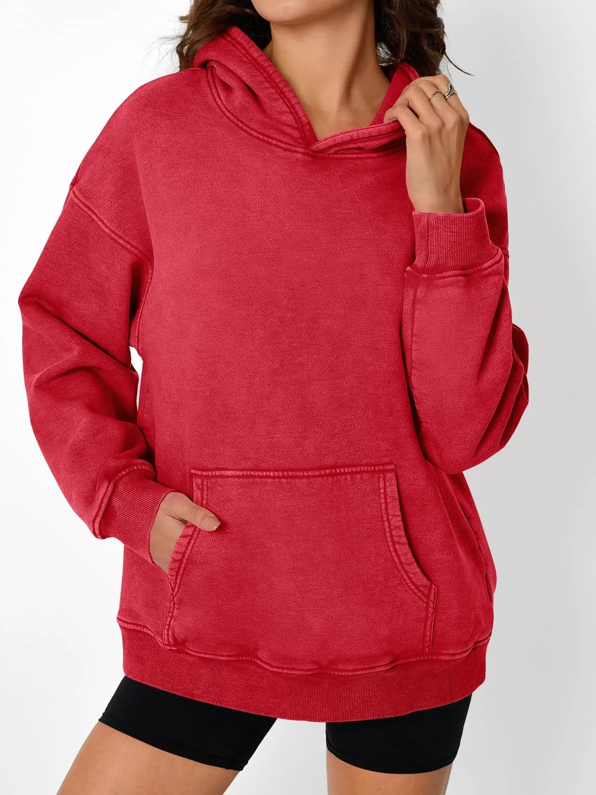 🔥SISTE DAGS SALG 48% RABATT!!💥🎁Dame Acid Wash Hettegenser Oversized Langermet Høstmote Gensere