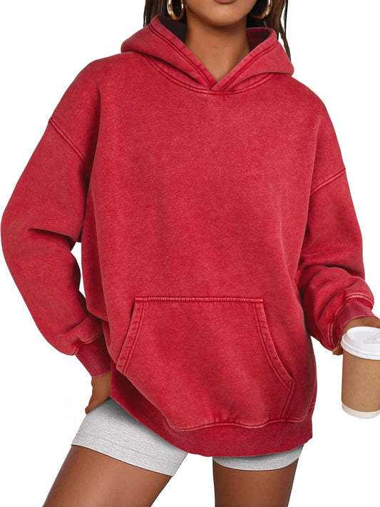 🔥SISTE DAGS SALG 48% RABATT!!💥🎁Dame Acid Wash Hettegenser Oversized Langermet Høstmote Gensere