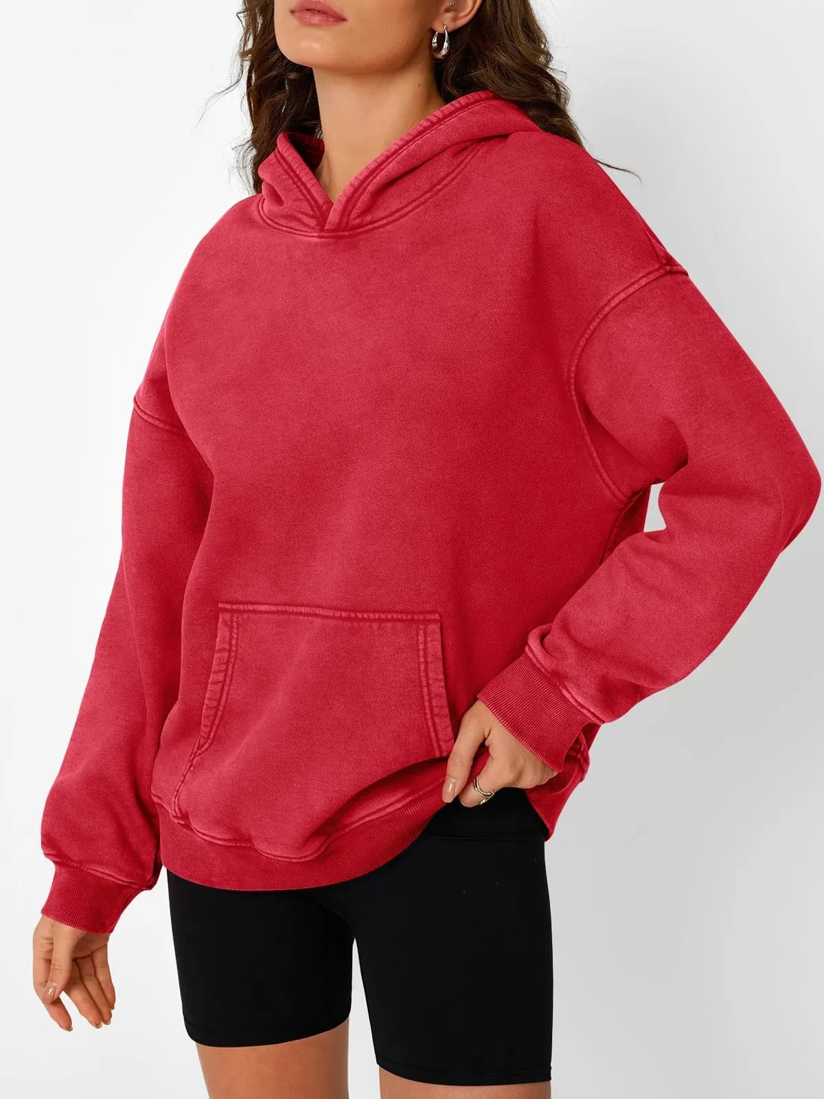 🔥SISTE DAGS SALG 48% RABATT!!💥🎁Dame Acid Wash Hettegenser Oversized Langermet Høstmote Gensere