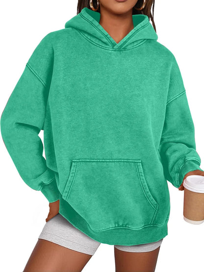 🔥SISTE DAGS SALG 48% RABATT!!💥🎁Dame Acid Wash Hettegenser Oversized Langermet Høstmote Gensere