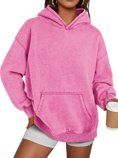 🔥SISTE DAGS SALG 48% RABATT!!💥🎁Dame Acid Wash Hettegenser Oversized Langermet Høstmote Gensere