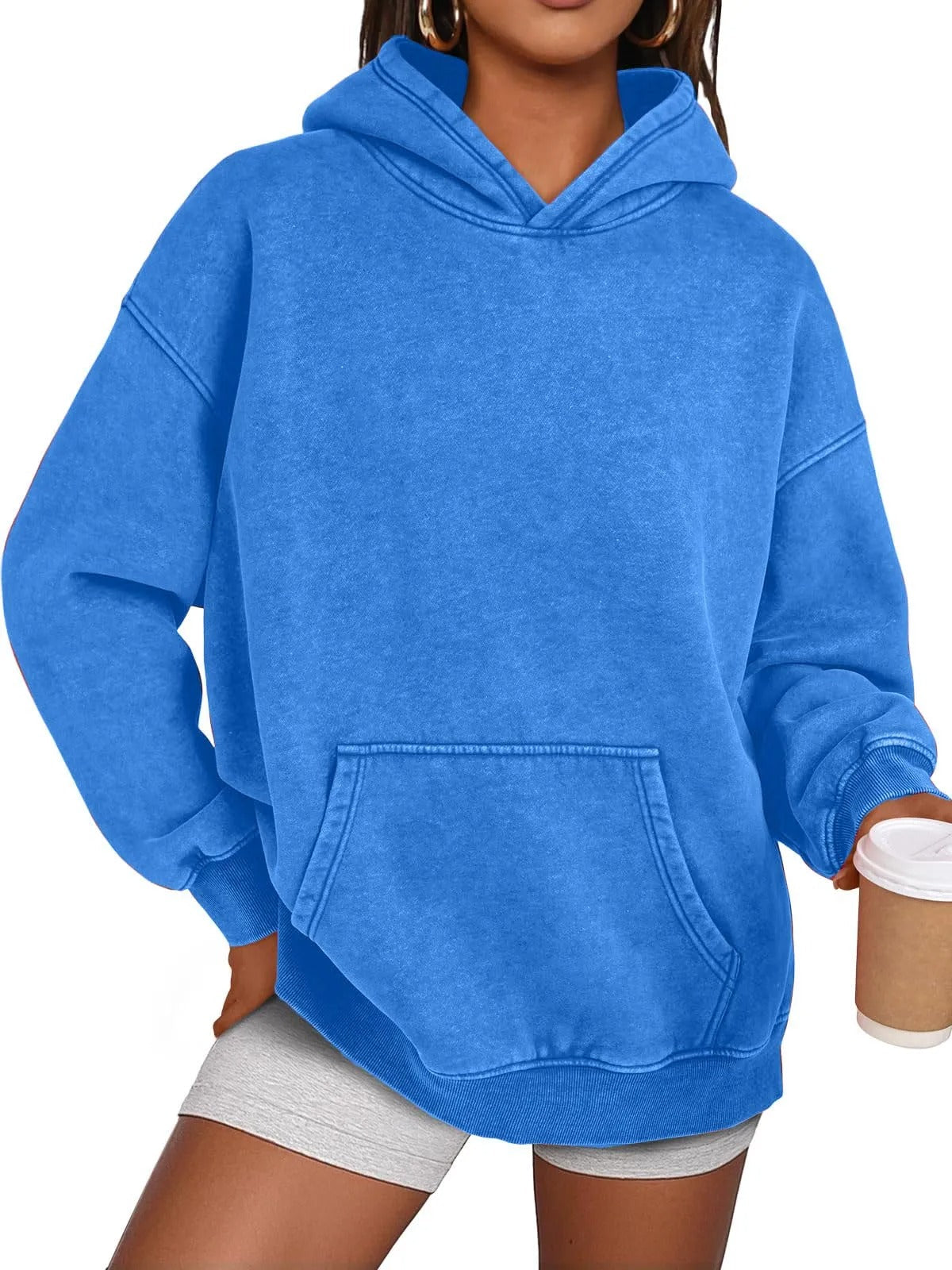 🔥SISTE DAGS SALG 48% RABATT!!💥🎁Dame Acid Wash Hettegenser Oversized Langermet Høstmote Gensere