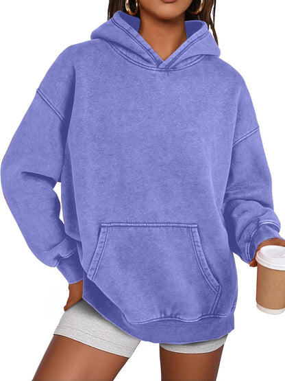 🔥SISTE DAGS SALG 48% RABATT!!💥🎁Dame Acid Wash Hettegenser Oversized Langermet Høstmote Gensere