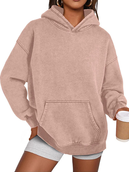 🔥SISTE DAGS SALG 48% RABATT!!💥🎁Dame Acid Wash Hettegenser Oversized Langermet Høstmote Gensere