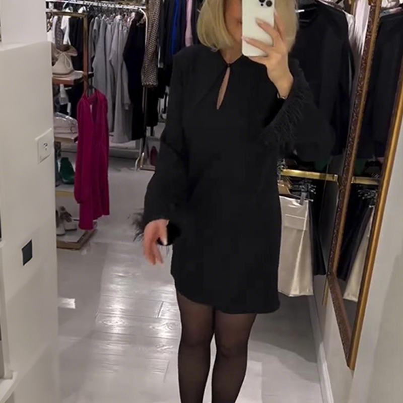 🔥Black Friday-salg 49 % RABATT🔥Elegant langermet minikjole til dame