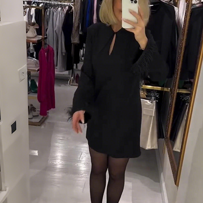 🔥Black Friday-salg 49 % RABATT🔥Elegant langermet minikjole til dame