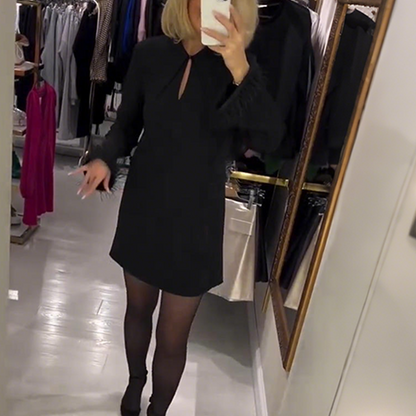 🔥Black Friday-salg 49 % RABATT🔥Elegant langermet minikjole til dame