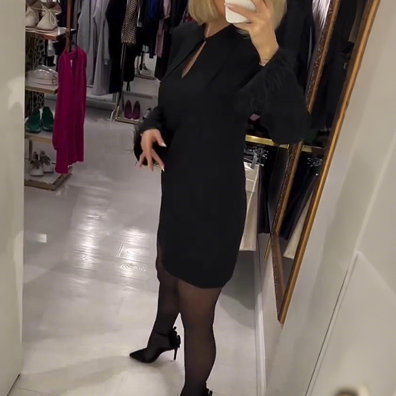 🔥Black Friday-salg 49 % RABATT🔥Elegant langermet minikjole til dame