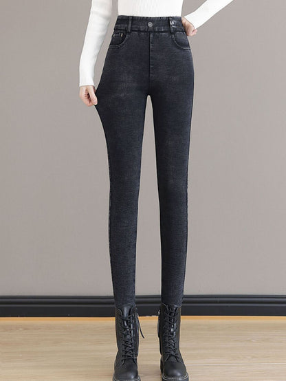 👖 48 % RABATT! ✨ VARME SKINNY-JEANS – Høy midje og stretchmateriale, optimal komfort for vinteren, trendy stil for hverdagen og utelivet ❄️💃