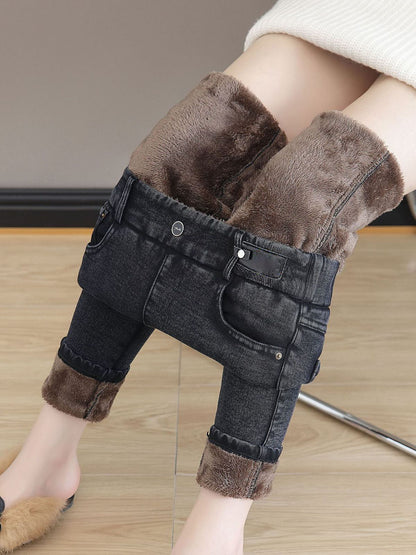 👖 48 % RABATT! ✨ VARME SKINNY-JEANS – Høy midje og stretchmateriale, optimal komfort for vinteren, trendy stil for hverdagen og utelivet ❄️💃