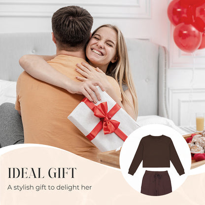 ✨Damesett med lange ermer og bukser i pluss-størrelse, 2-delt