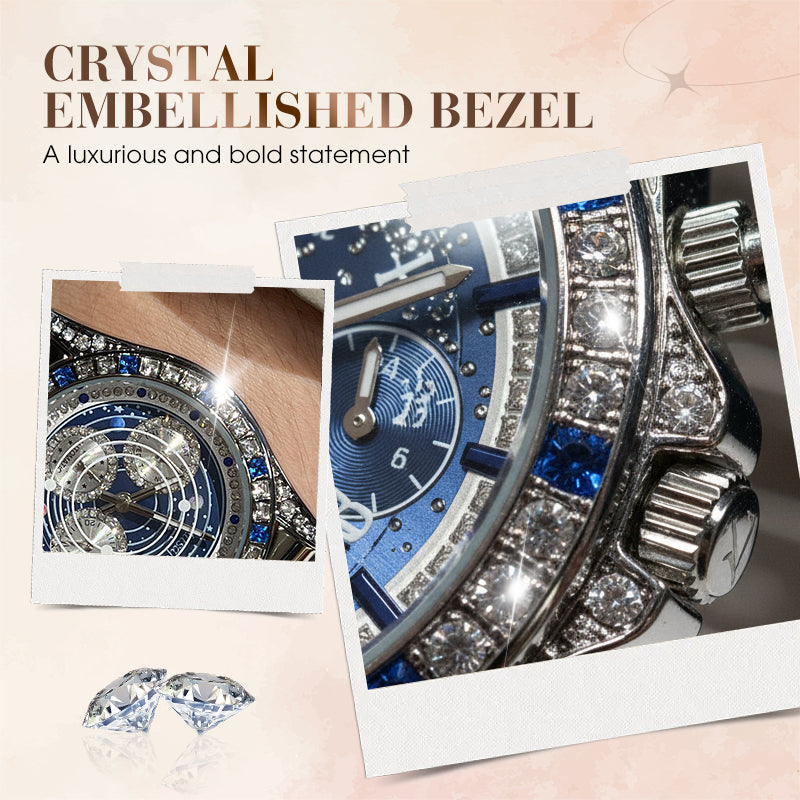 TINAIBIN Tolv stjernetegn og stjernehimmel diamant automatisk skjelett herreklokke