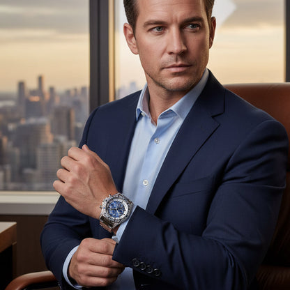 TINAIBIN Tolv stjernetegn og stjernehimmel diamant automatisk skjelett herreklokke