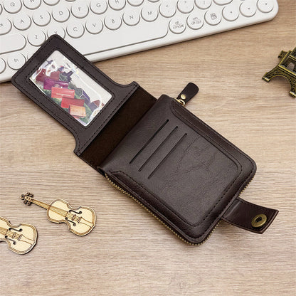 Herrelommebok i Vintagestil med Glidelås