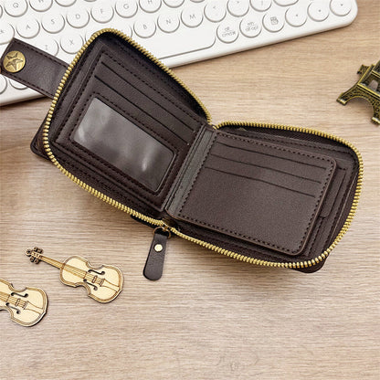 Herrelommebok i Vintagestil med Glidelås