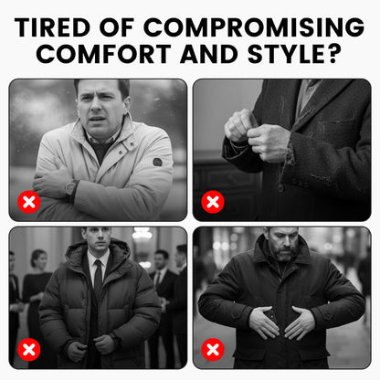 Herrejakke i tykk ull med krage, til hverdagsbruk om vinteren