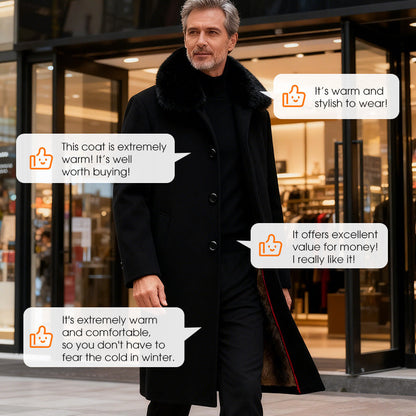Herrejakke i tykk ull med krage, til hverdagsbruk om vinteren