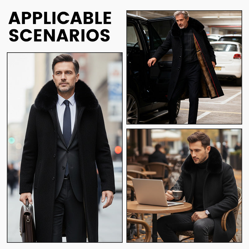 Herrejakke i tykk ull med krage, til hverdagsbruk om vinteren