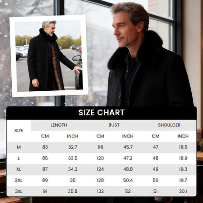 Herrejakke i tykk ull med krage, til hverdagsbruk om vinteren