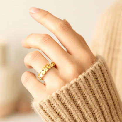 Mote ring med hel sirkel og glitrende kubisk zirkonia