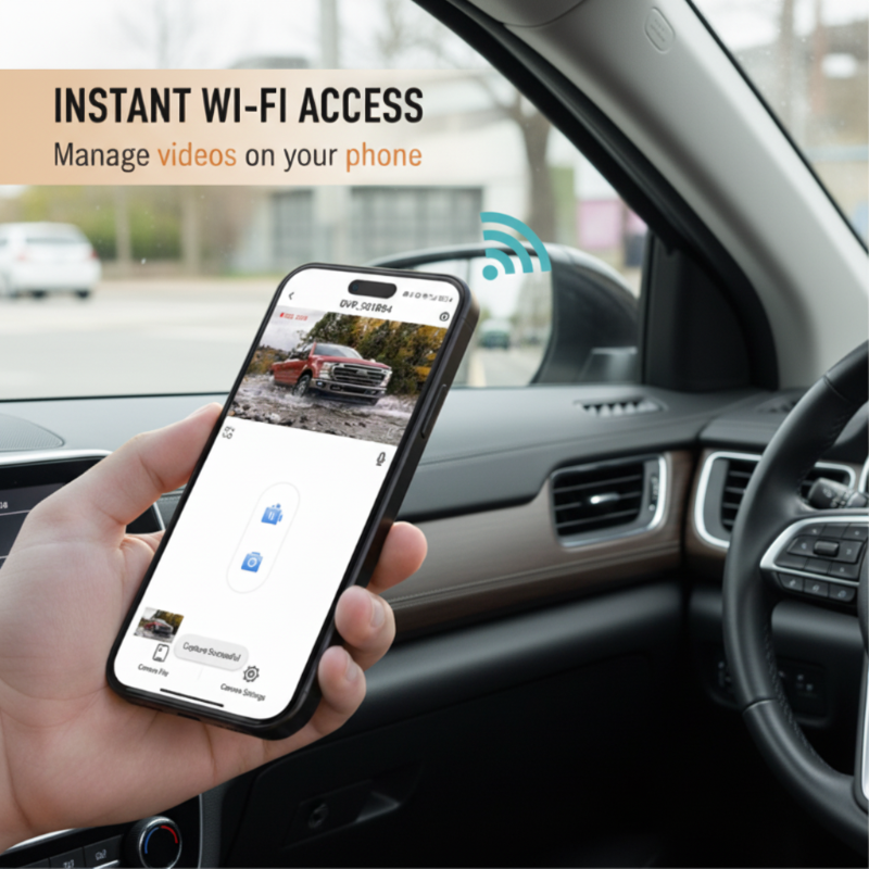 1080P HD-dashbordkamera med Wi-Fi og nattesyn