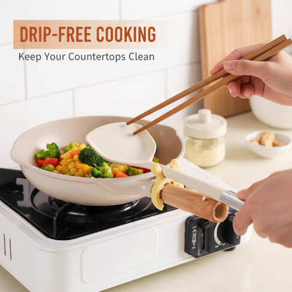 Multifunksjonelt silikonstativ for grytehåndtak og stekespade